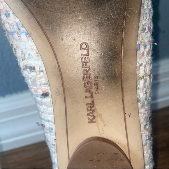 Coquette flats Karl lagerfeld pearl tweed bow flats fall flats winter flats - Picture 6 of 11